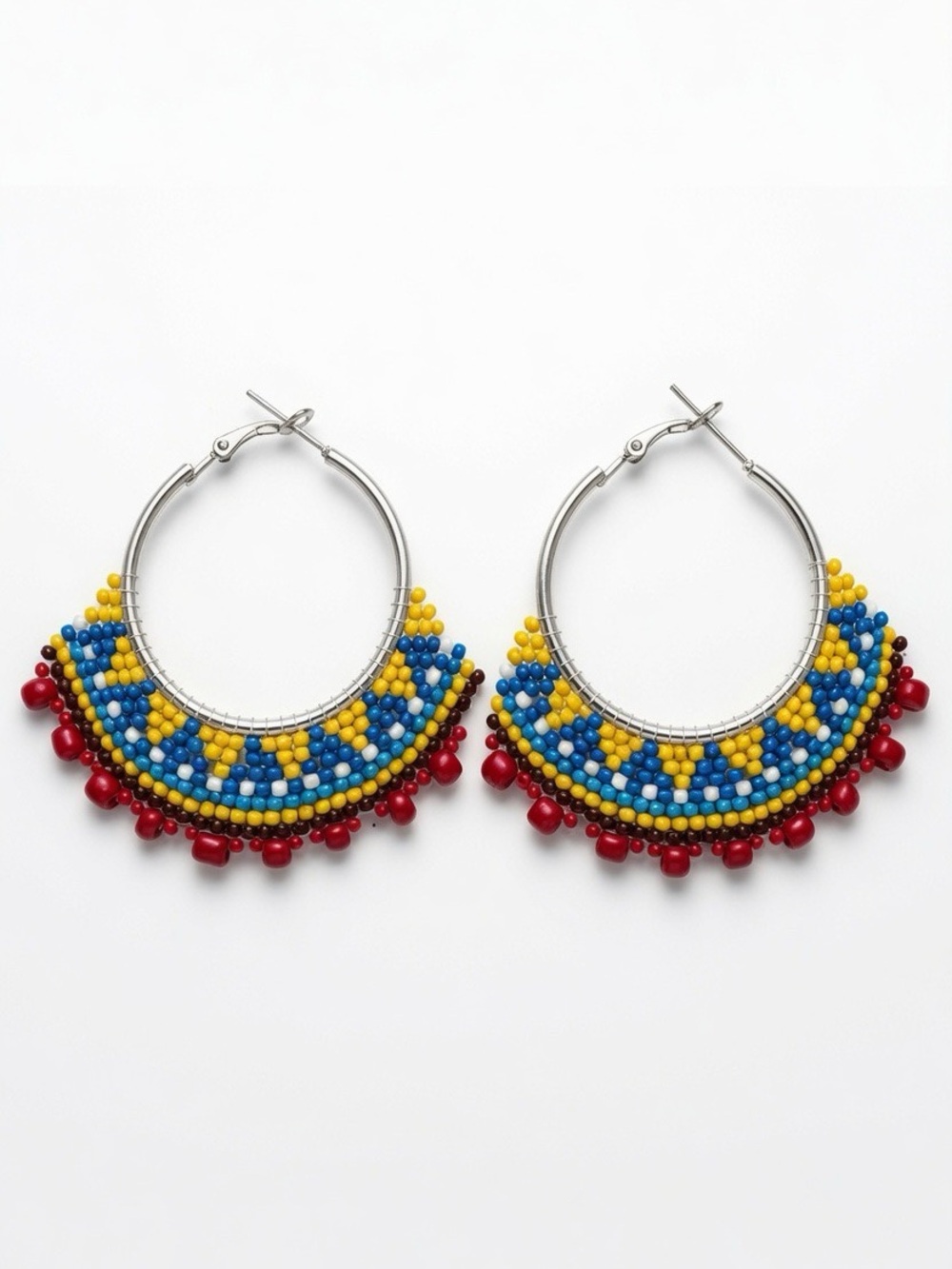 New Hoop Earrings miyuki japan Beach jewelry Yellow, Blue & Red